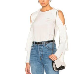 3.1 Phillip Lim Size 0 Silk Cold Shoulder Top in Antique White